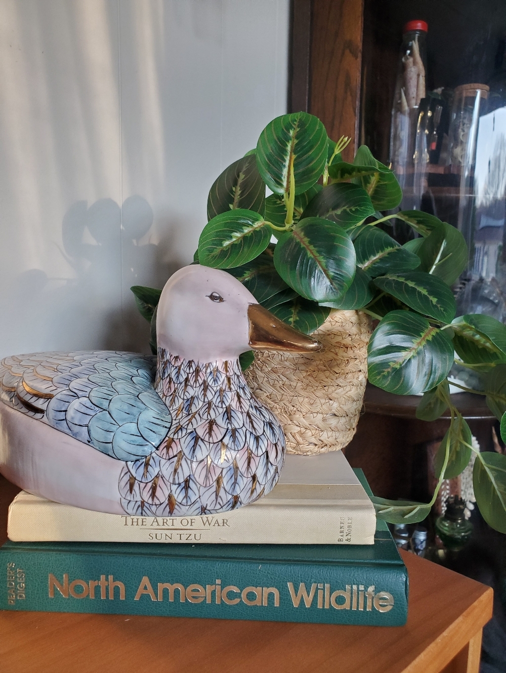 Vintage Chinoiserie Porcelain Duck